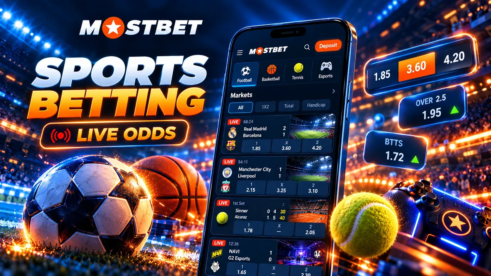 Sports betting: markets and live odds